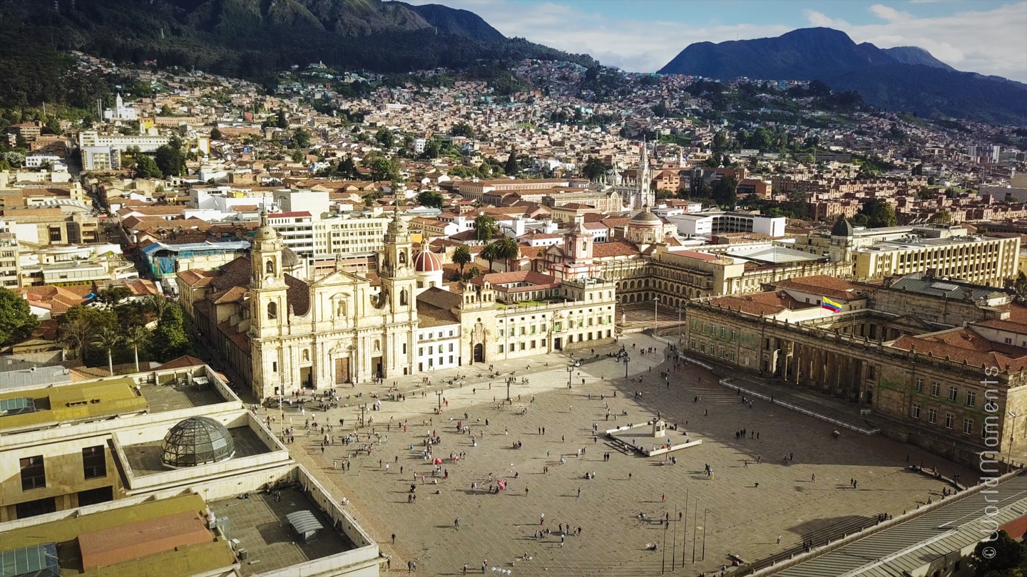 bolivar square bogota drone view