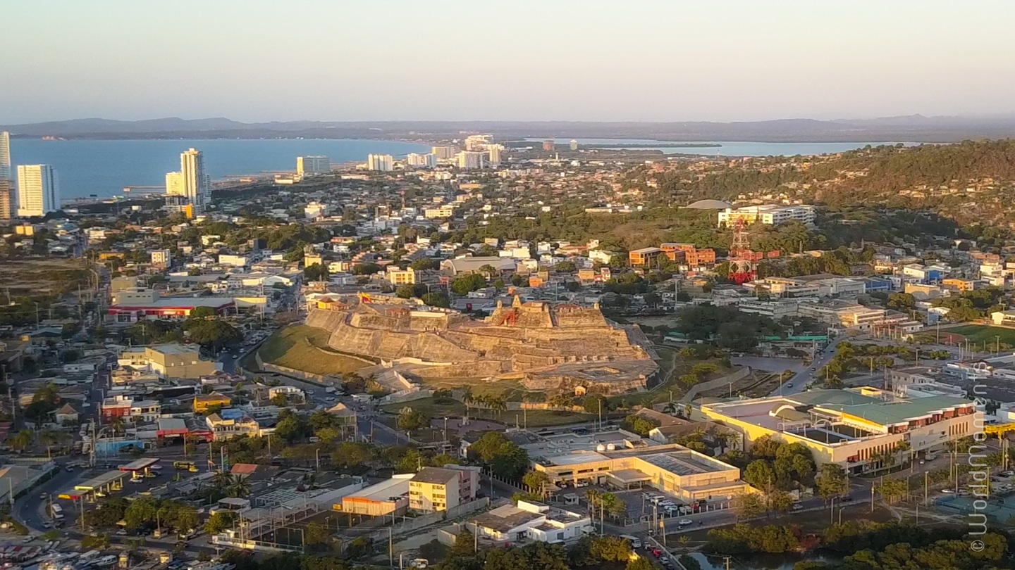 cartagena castillo san felipe shot by drone