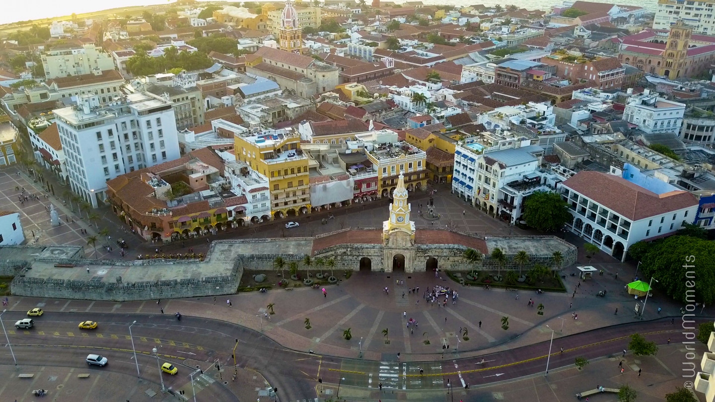 cartagena torre del reloj drone view