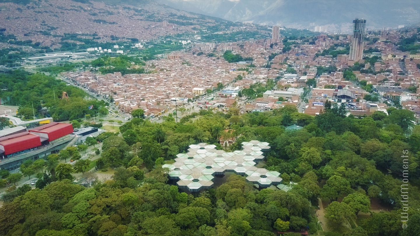 botanical garden medellin shot by drone