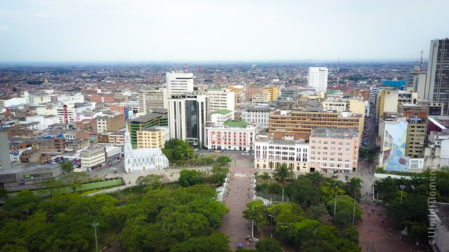 cali city center overview park church drone