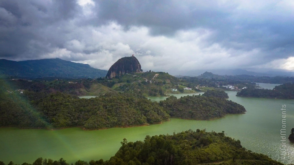 guatape embalse el penol drone from above