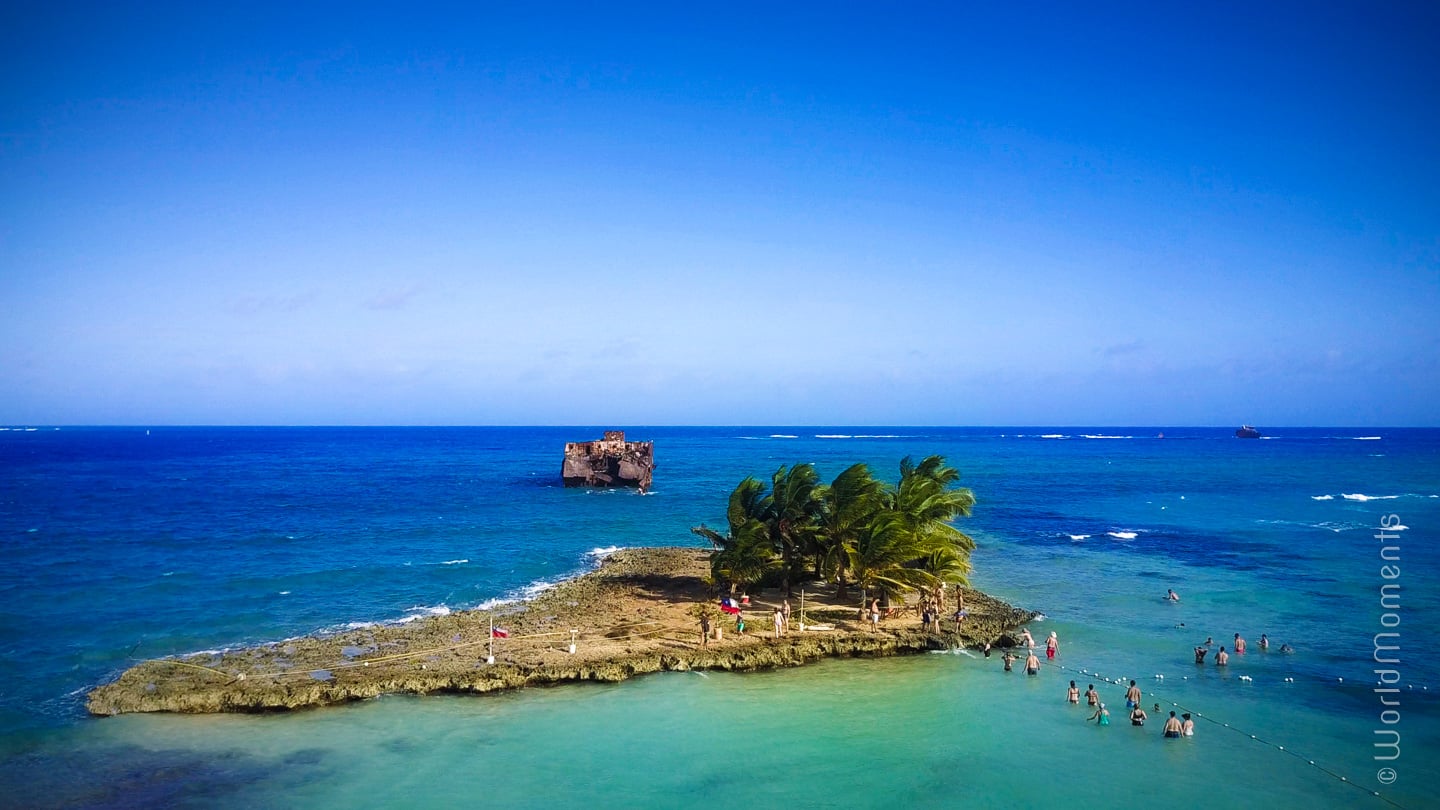 san andres rocky cay beach drone view