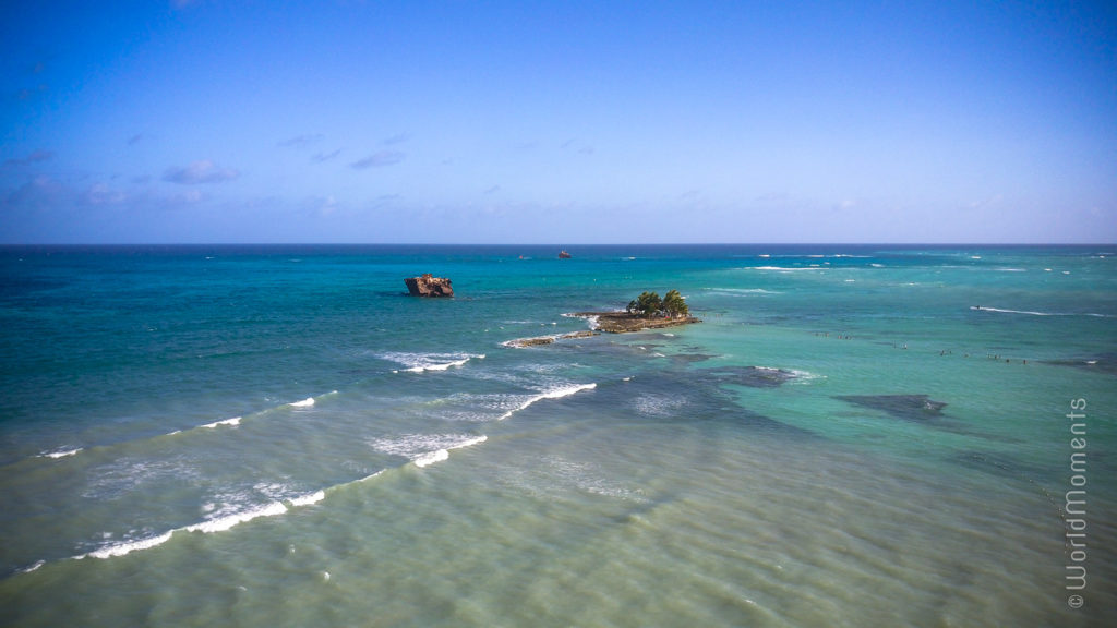 san andres rocky cay drone view