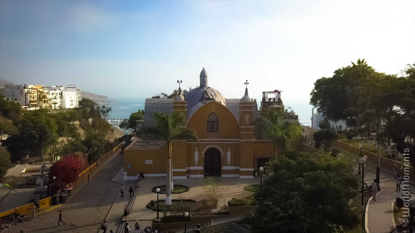 lima barranco iglesia ermita drone view