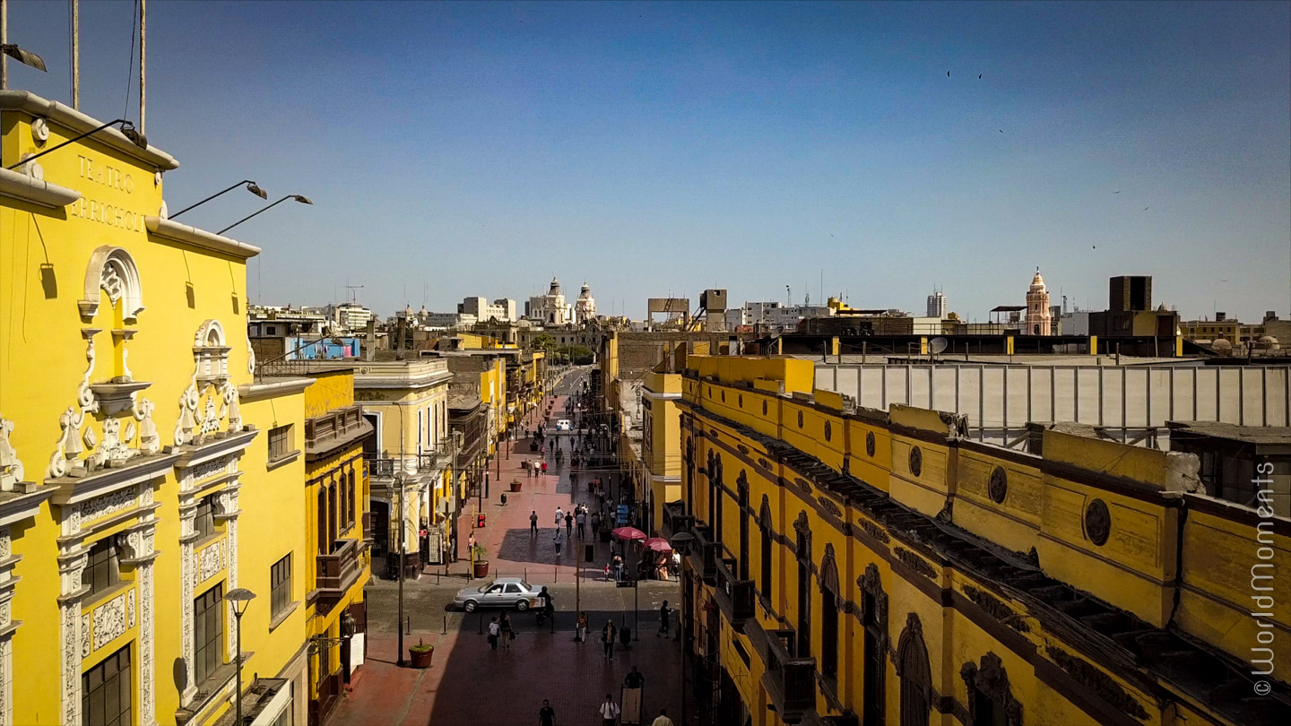 lima jiron trujillo centro historic street drone view