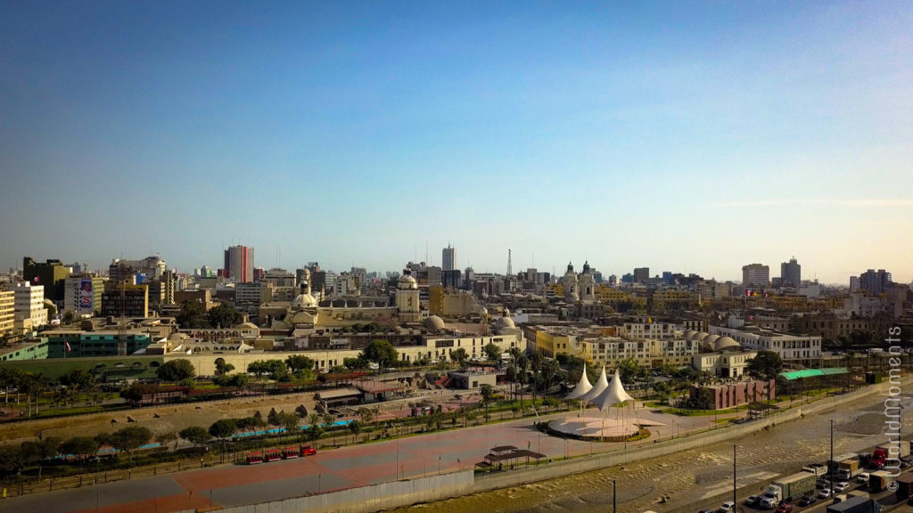 lima malecon del rio centro drone view