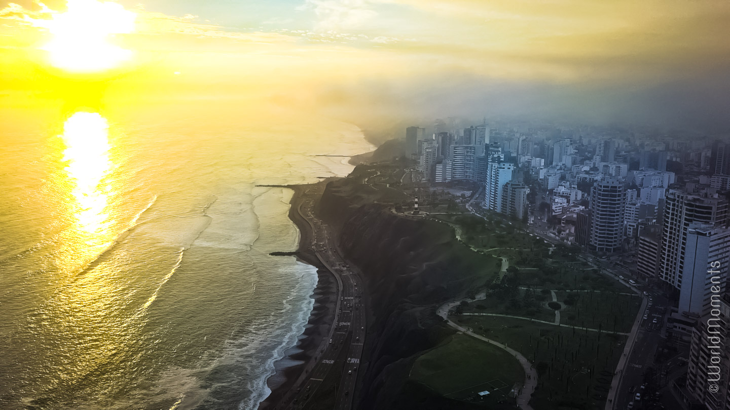 lima miraflores sunset shot by drone