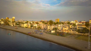 lima playa cantolao sunset drone view