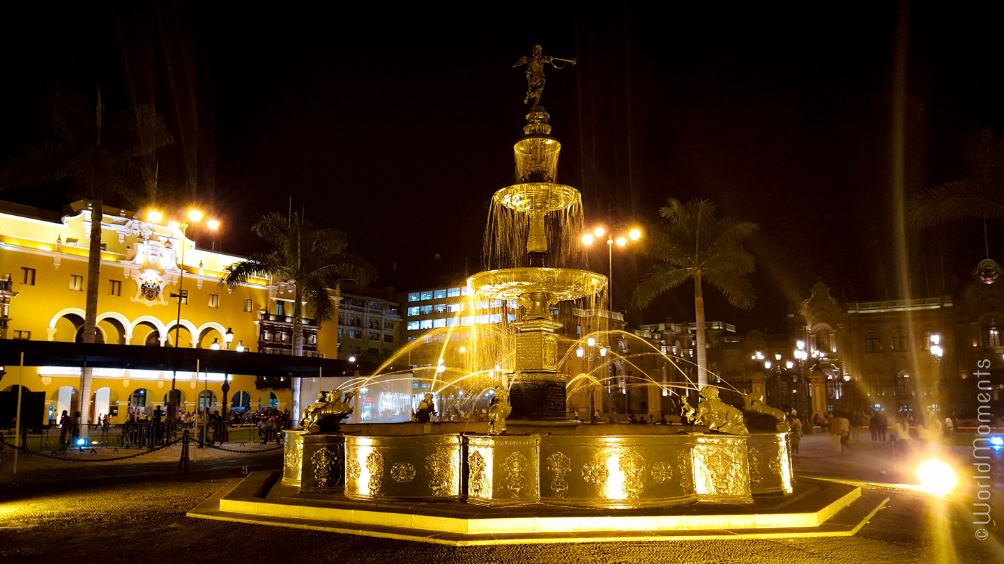 view by night of plaza de armas in lima