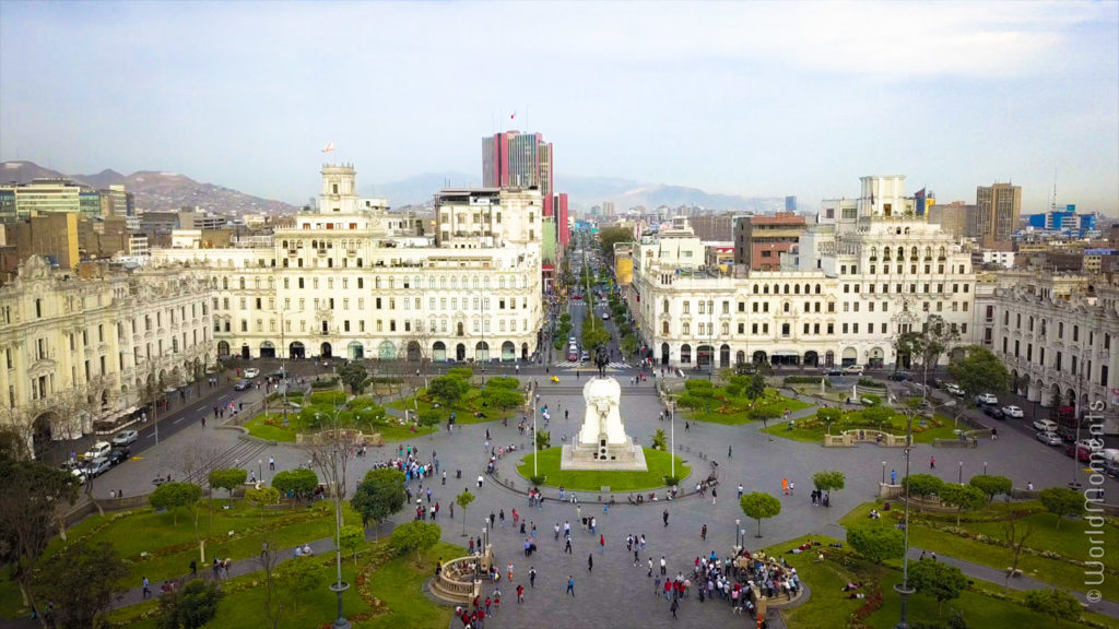 lima plaza san martin drone view