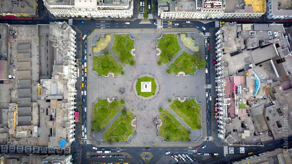 lima plaza san martin birds eye view drone