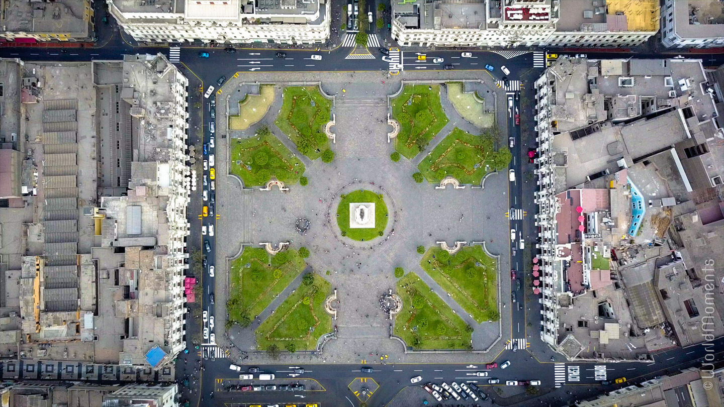 plaza san martin in lima from bird eye perspective