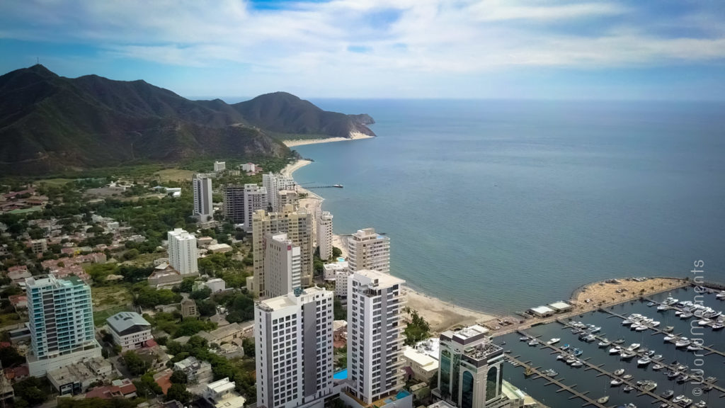 Santa Marta beach shot with drone