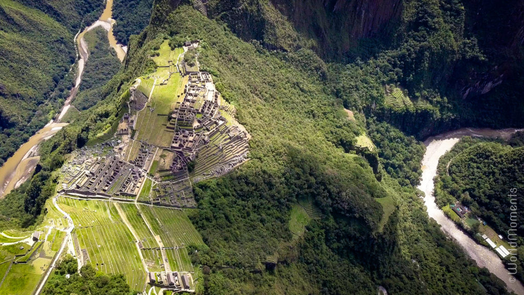 Machu Pichu from the air shot with drone