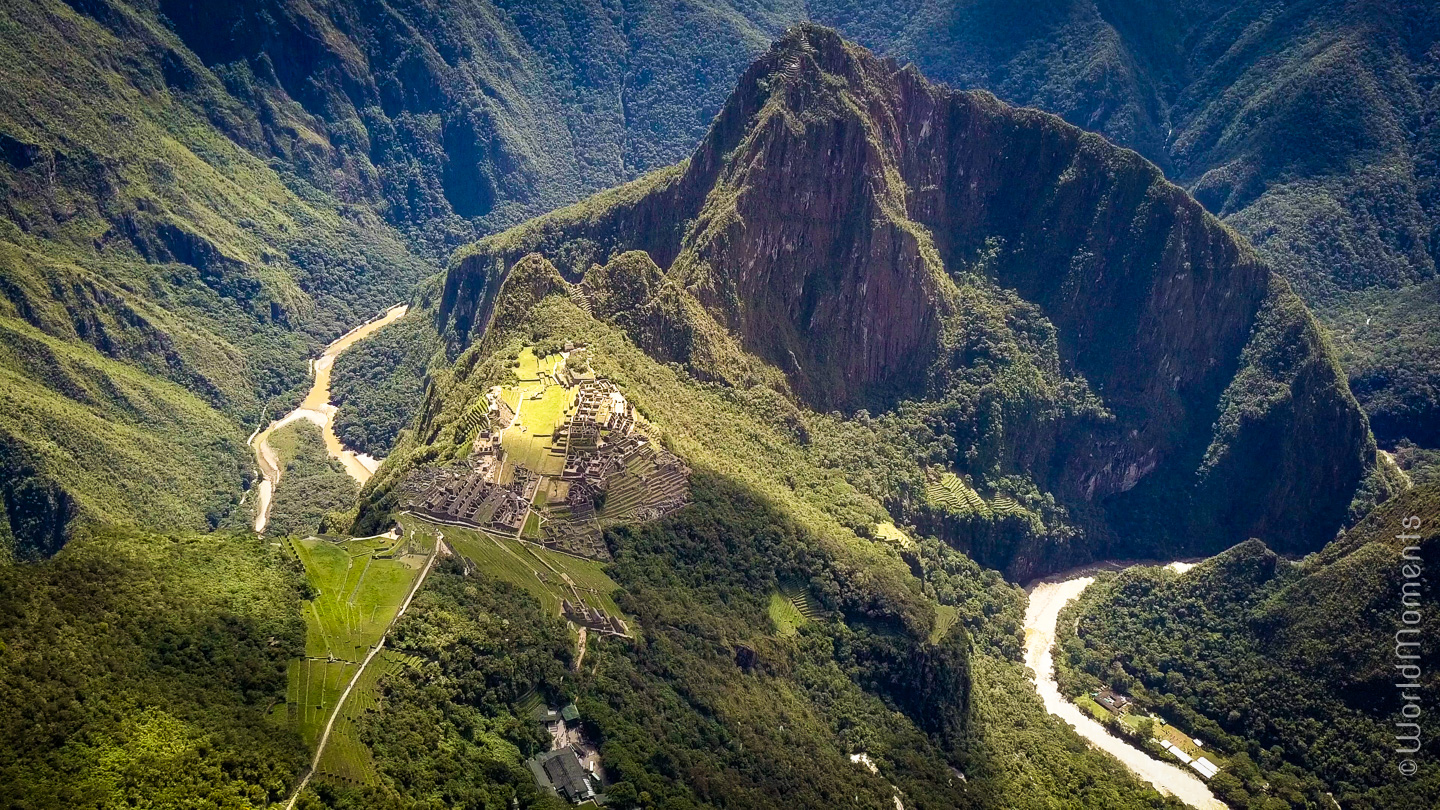 Machu Pichu from the air shot with drone