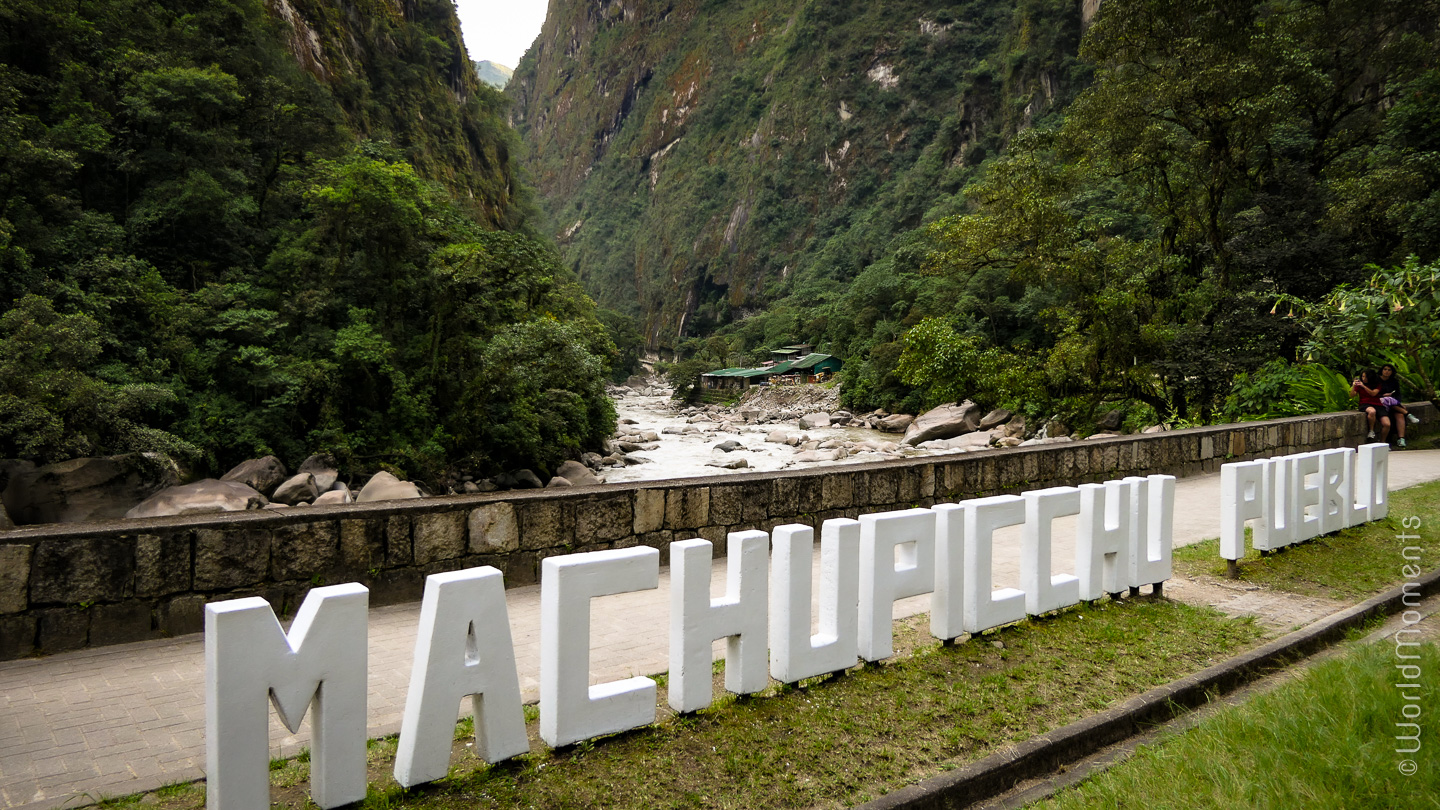 Machu Pichu town view from the bridge