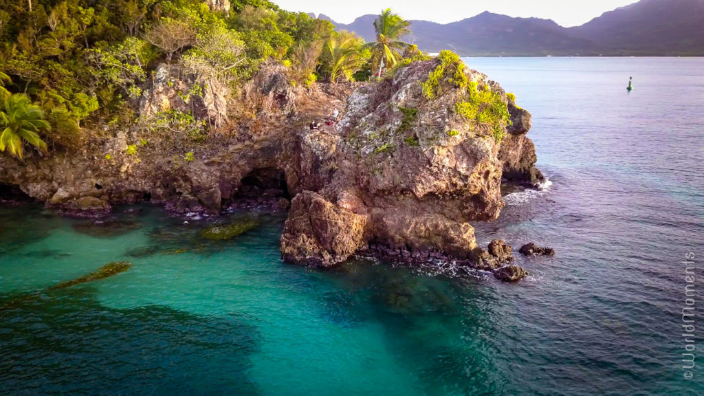 cabeza de morgan vista desde el mar dron